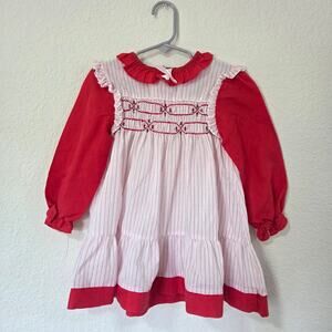 Vintage Princess Anne Christmas Smocked Dress 2t/3t